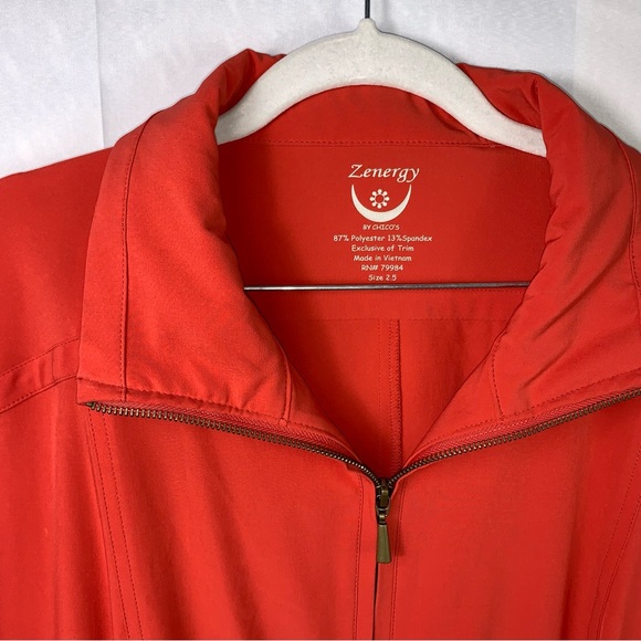 Chicos Zenergy Orange Zip Collar Neema Dress with Pockets! - Picture 3 of 16